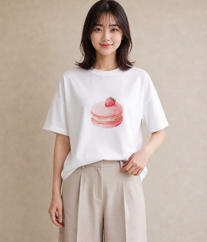 グラフィックTシャツ レディース クッキー 食べ物 フード イラスト ボタニカル 春コーデ 姉妹 白T