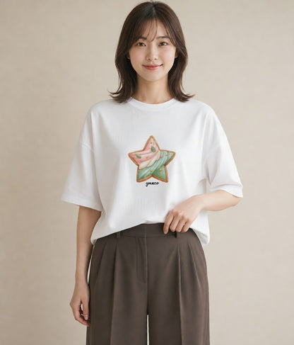 半袖Tシャツ レディース あんみつ 食べ物 フード イラスト フェミニン 部屋着 女性向けギフト 白T
