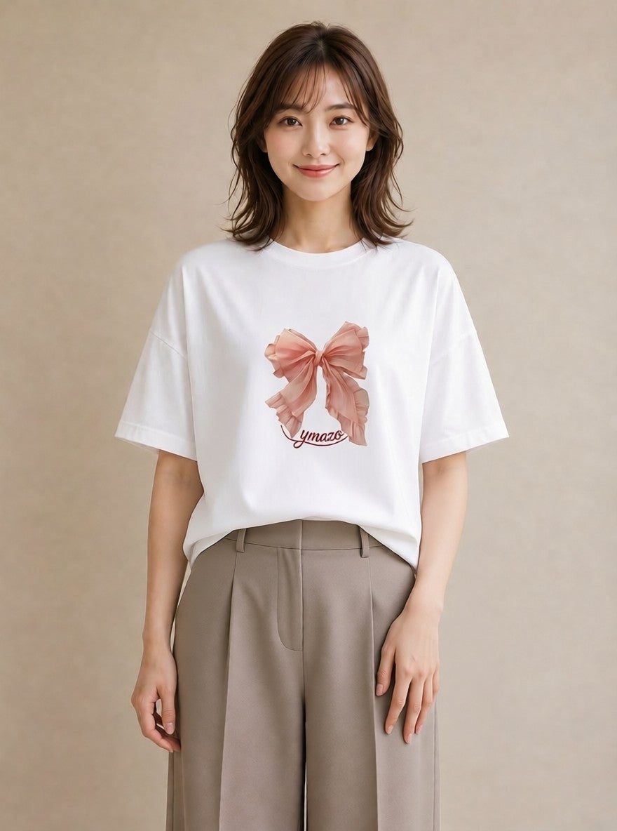 グラフィックTシャツ レディース レースハンカチ レース ハンカチ ナチュラル アンティーク イラスト ユニーク 女性向けギフト 散歩 白T