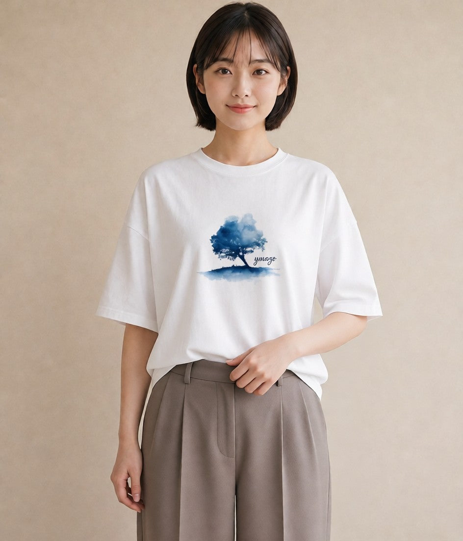 デザインTシャツ レディース 盆栽 植物 ボタニカル イラスト こなれ感 普段着 週末コーデ 白T