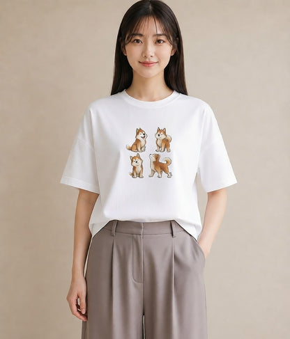 Tシャツ レディース サモエド 犬 いぬ イラスト フェミニン クリスマス 旅行 白T