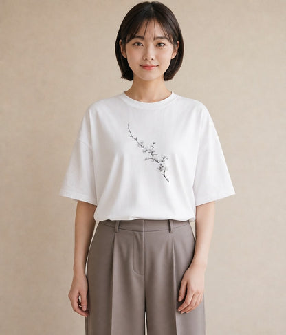 Tシャツ レディース さくら 桜 桜の枝 イラスト カジュアル 親子 20代 白T