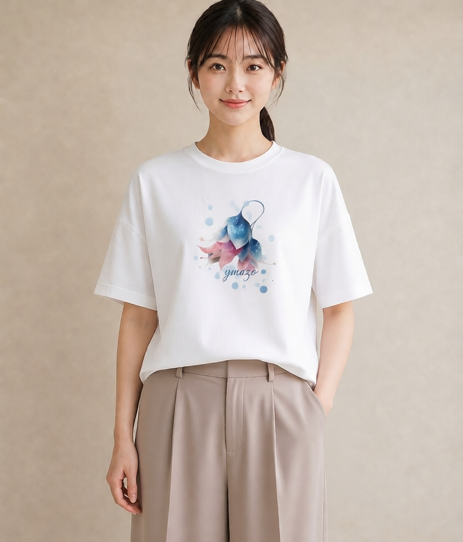 Tシャツ レディース チューリップ 花 花柄 イラスト シック 親子 20代 白T