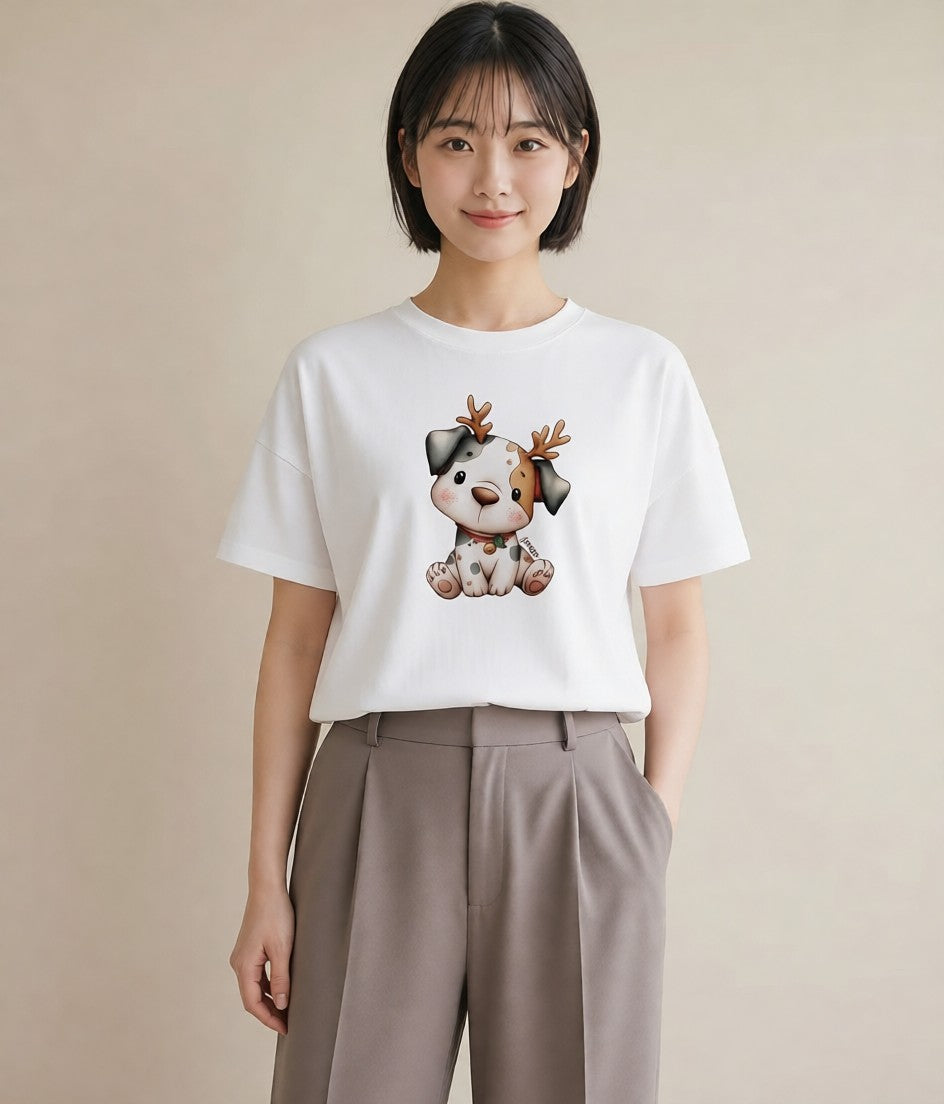 Tシャツ レディース 犬好き 犬 いぬ イラスト 水彩風 カフェ巡り 女子会 白T