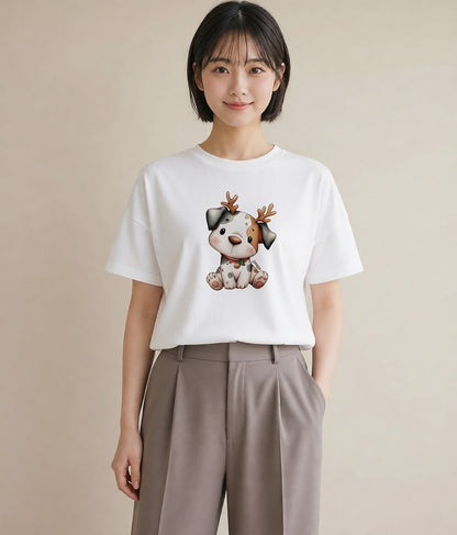 Tシャツ レディース 犬好き 犬 いぬ イラスト 水彩風 カフェ巡り 女子会 白T
