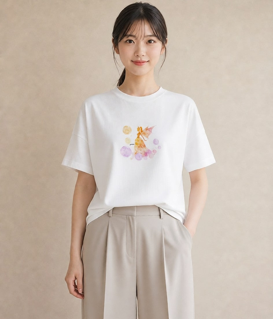 半袖Tシャツ レディース 牡牛座 星空 宇宙 イラスト こなれ感 自分用 ルームウェア 白T