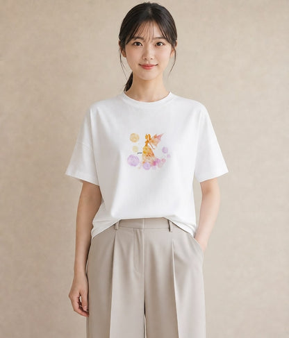 半袖Tシャツ レディース 牡牛座 星空 宇宙 イラスト こなれ感 自分用 ルームウェア 白T
