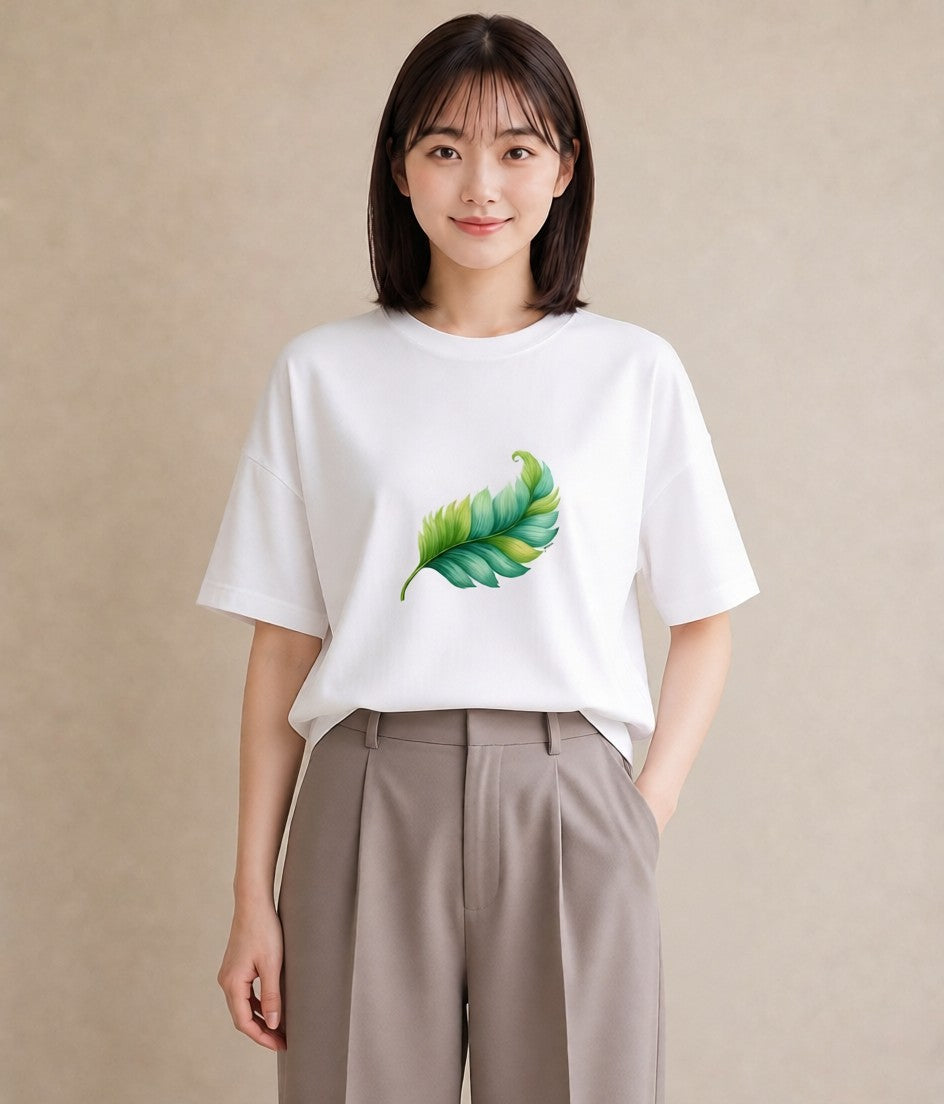 プリントTシャツ レディース 葉っぱ 植物 ボタニカル イラスト お洒落 お出かけ 普段着 白T