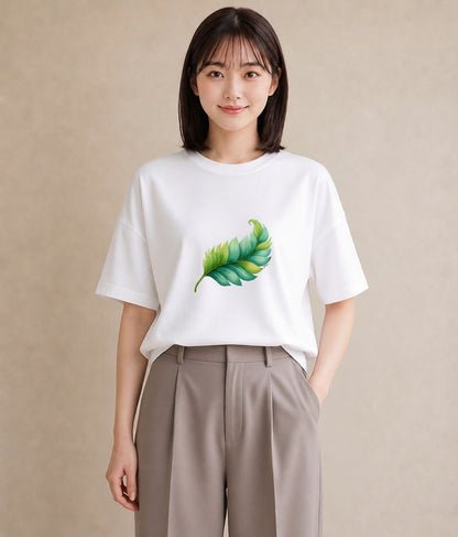 プリントTシャツ レディース 葉っぱ 植物 ボタニカル イラスト お洒落 お出かけ 普段着 白T