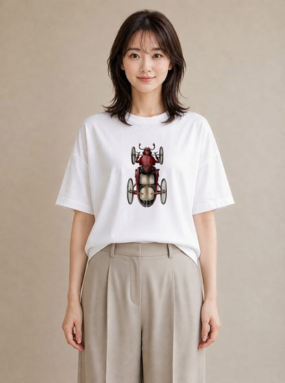 グラフィックTシャツ レディース ダンゴムシ 昆虫 虫 イラスト きれいめ ビーチ デイリーウェア 白T
