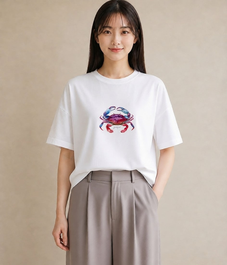 プリントTシャツ レディース エビ 海の生き物 海 イラスト 普段使い 秋コーデ おしゃれギフト 白T