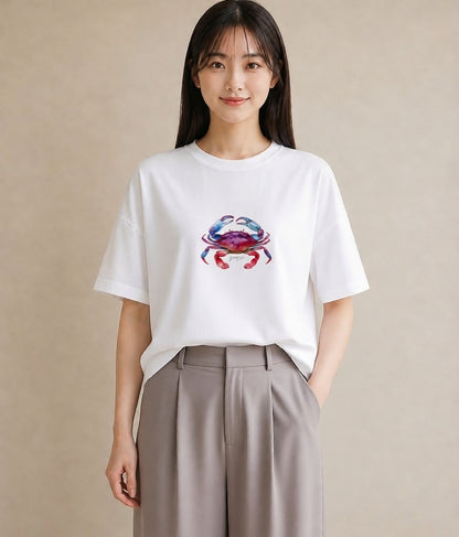 プリントTシャツ レディース エビ 海の生き物 海 イラスト 普段使い 秋コーデ おしゃれギフト 白T