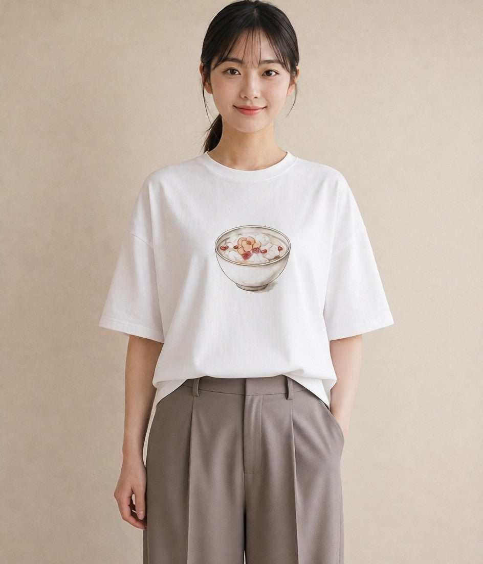 Tシャツ レディース プリン 食べ物 フード イラスト モード 通学 誕生日プレゼント 白T
