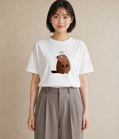 デザインTシャツ レディース ラッコ 動物 アニマル イラスト 姉妹 送別ギフト 白T