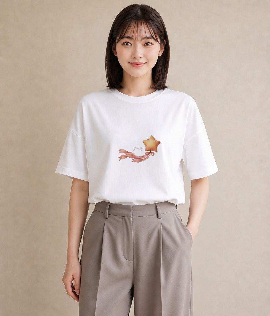 Tシャツ レディース 流れ星 星空 宇宙 イラスト ゆるかわ お揃い 親子 白T