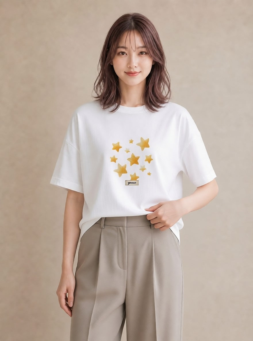 Tシャツ レディース 射手座 星空 宇宙 イラスト 上品 秋コーデ おしゃれギフト 白T