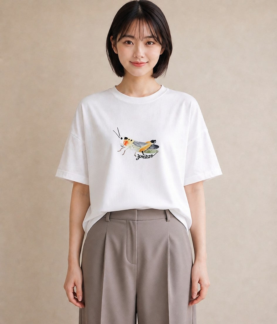 半袖Tシャツ レディース ダンゴムシ 昆虫 虫 イラスト フェミニン お揃い 親子 白T