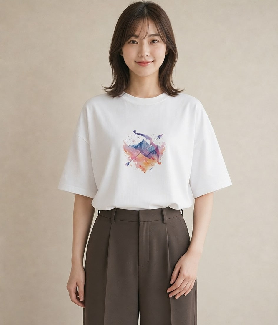 デザインTシャツ レディース 天秤座 星空 宇宙 イラスト シンプル クリスマス 旅行 白T