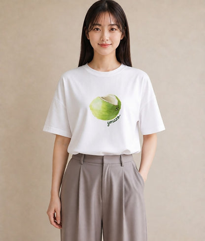 グラフィックTシャツ レディース どんぐり 植物 ボタニカル イラスト 個性的 親子 20代 白T