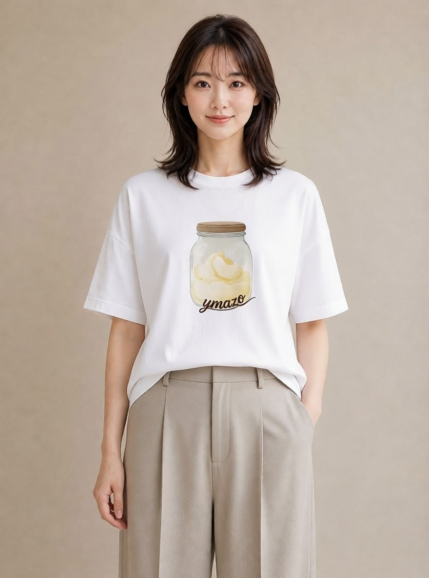 グラフィックTシャツ レディース 食パン 食べ物 フード イラスト こなれ感 夏コーデ 通学 白T