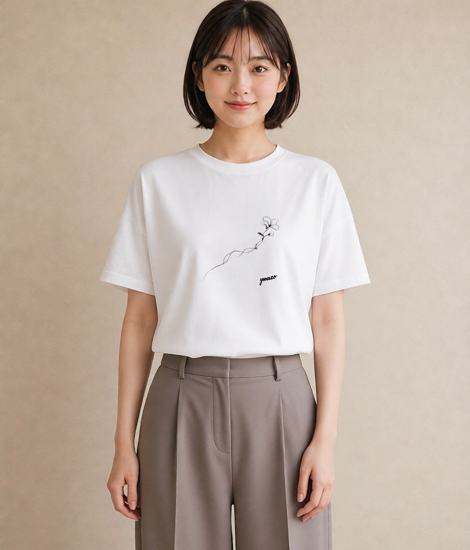 グラフィックTシャツ レディース さくら 桜 桜の枝 イラスト ラフカジュアル 旅行用 海 白T