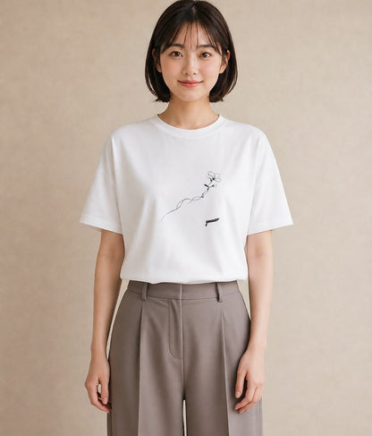 グラフィックTシャツ レディース さくら 桜 桜の枝 イラスト ラフカジュアル 旅行用 海 白T