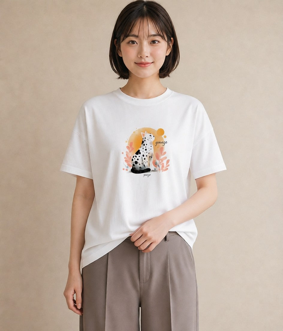 デザインTシャツ レディース ニャンコ 猫 ねこ イラスト カジュアル 通学 誕生日プレゼント 白T