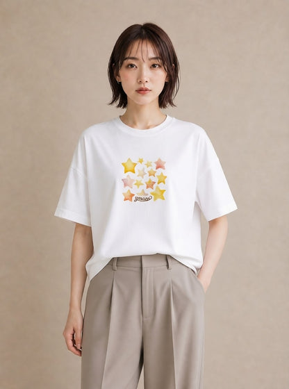 グラフィックTシャツ レディース 射手座 星空 宇宙 イラスト こなれ感 デイリーウェア 休日 白T
