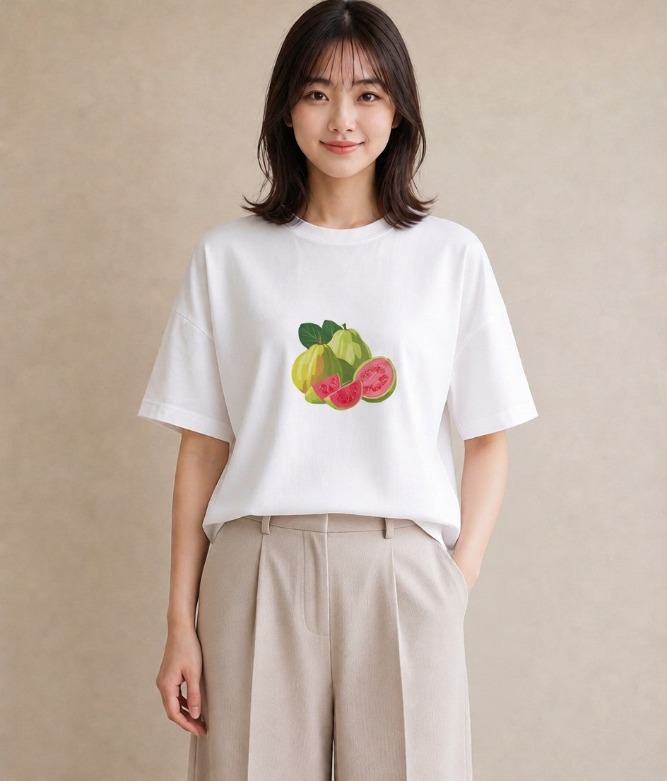 プリントTシャツ レディース メロン 食べ物 フード イラスト フェミニン 夏コーデ 通学 白T