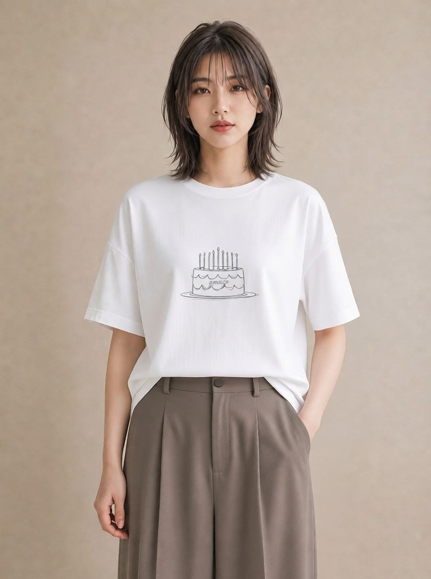 半袖Tシャツ レディース スイーツ お菓子 デザート イラスト ボタニカル 姉妹 送別ギフト 白T
