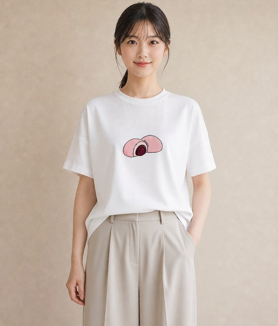 プリントTシャツ レディース どら焼き 食べ物 フード イラスト ガーリー 夏コーデ 通学 白T
