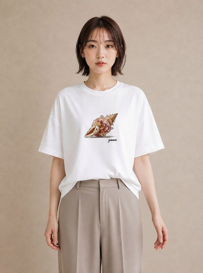 グラフィックTシャツ レディース かたつむり 昆虫 虫 イラスト ラフ 夏コーデ 通学 白T