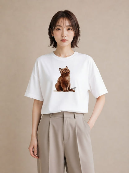 Tシャツ レディース 愛猫 猫 ねこ イラスト カジュアル 女性 旅行用 白T