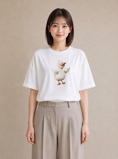 グラフィックTシャツ レディース ひよこ 動物 アニマル イラスト レトロ カジュアルコーデ 買い物 白T