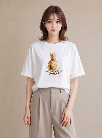 プリントTシャツ レディース 三毛猫 みけねこ 三毛 猫 ねこ イラスト ゆるコーデ ラフ レイヤード 白T