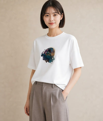 デザインTシャツ レディース 天秤座 星空 宇宙 イラスト ヴィンテージ風 20代 カジュアルコーデ 白T