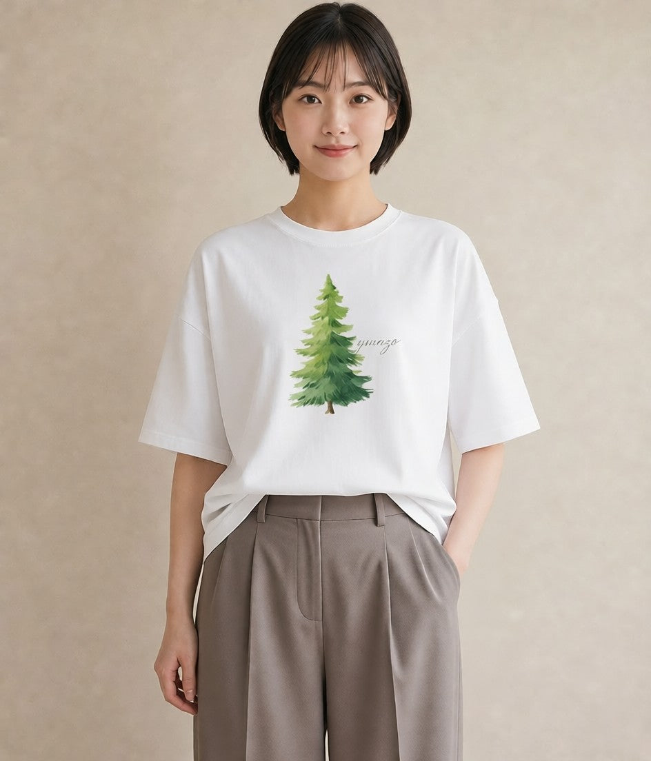 デザインTシャツ レディース 森 植物 ボタニカル イラスト 上品 週末コーデ 敬老の日 白T