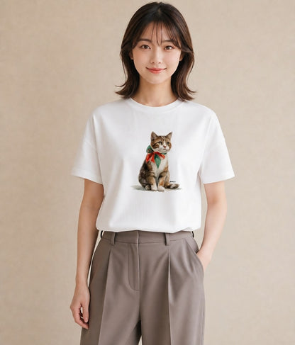 プリントTシャツ レディース エキゾチックショートヘア 猫 ねこ イラスト こなれ感 秋コーデ おしゃれギフト 白T