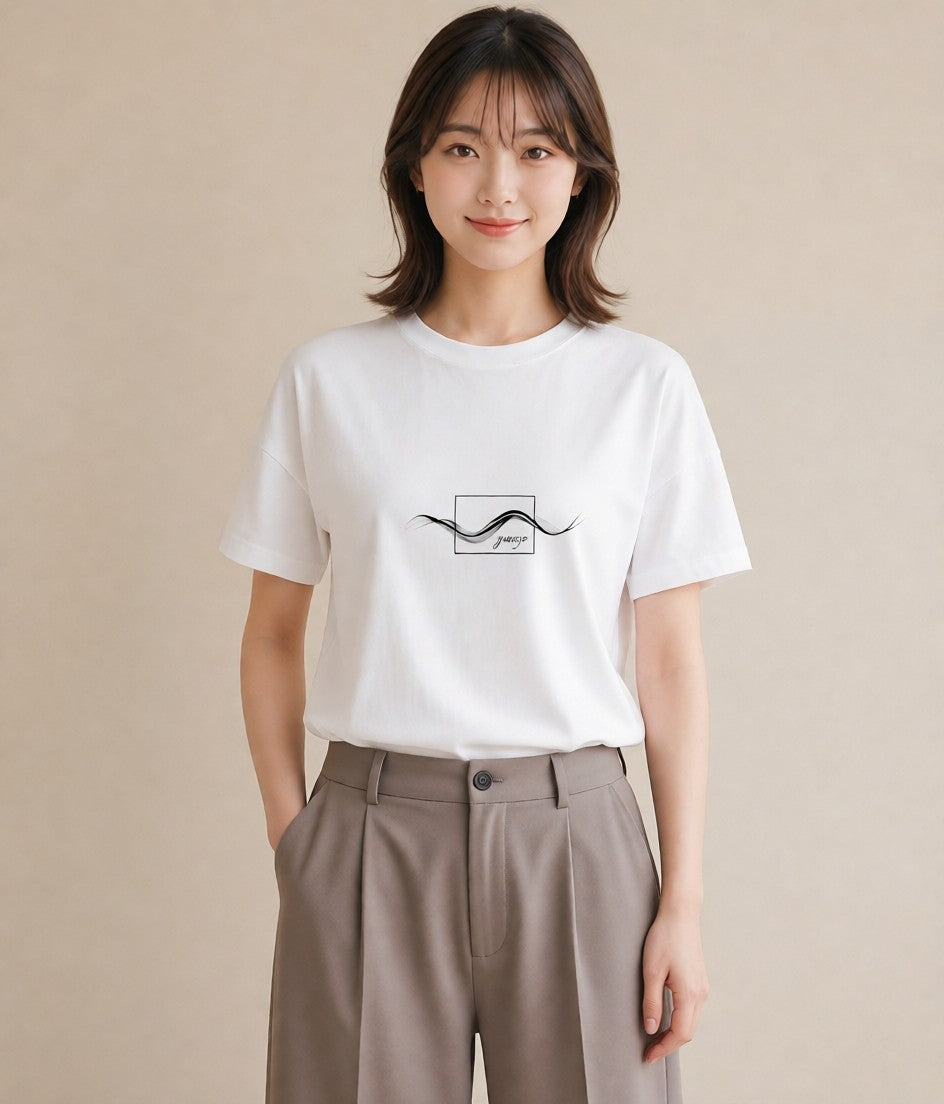 プリントTシャツ レディース 紙の船 水辺 ナチュラル アンティーク イラスト 線画 散歩 お出かけ 白T