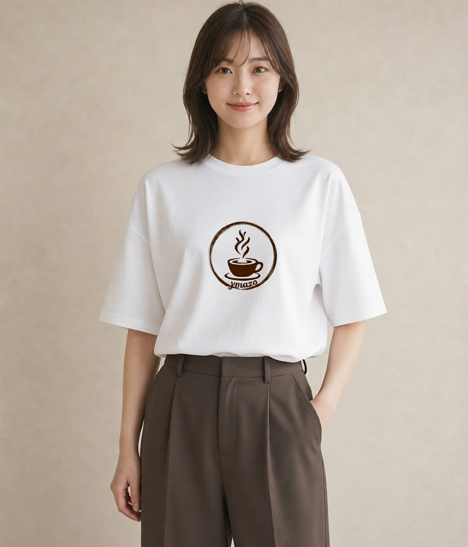 Tシャツ レディース カフェ カフェロゴ ロゴ イラスト ラフ 友達ギフト 部屋着 白T