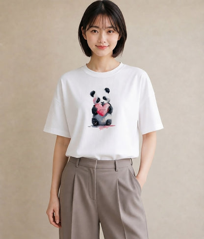 Tシャツ レディース レッサーパンダ 動物 アニマル イラスト 淡色 週末コーデ 敬老の日 白T