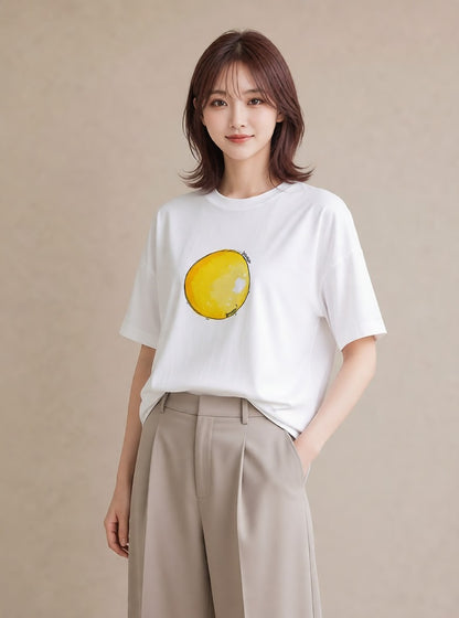 プリントTシャツ レディース 目玉焼き 食べ物 フード イラスト ガーリー 公園 ママ 白T
