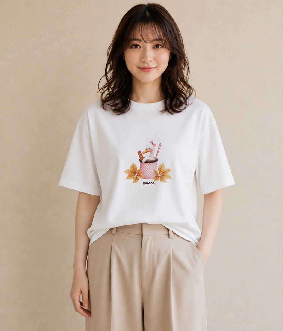 グラフィックTシャツ レディース ココア 食べ物 フード イラスト こなれ感 母娘コーデ 自分用 白T