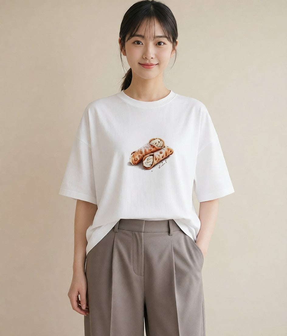 グラフィックTシャツ レディース どら焼き 食べ物 フード イラスト 北欧風 おしゃれギフト 社会人 白T
