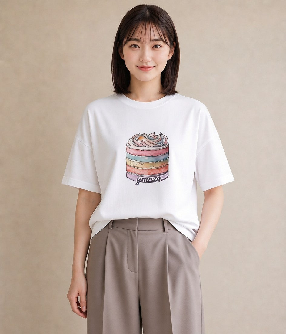 プリントTシャツ レディース わたあめ 食べ物 フード イラスト 手描き風 夏コーデ 通学 白T