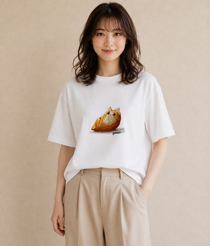 デザインTシャツ レディース 茶トラ 茶猫 猫 ねこ イラスト フェミニン 女子会 お揃い 白T