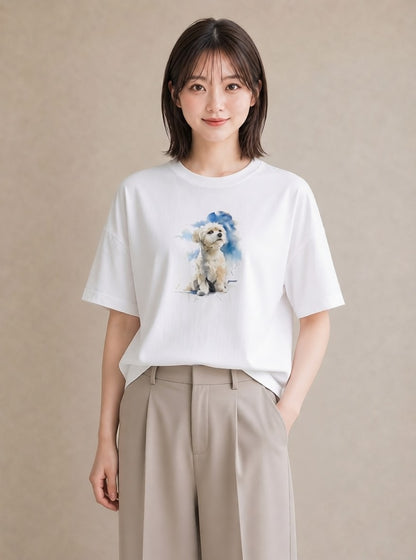 グラフィックTシャツ レディース 犬好き 犬 いぬ イラスト 可愛い 自分用 ルームウェア 白T