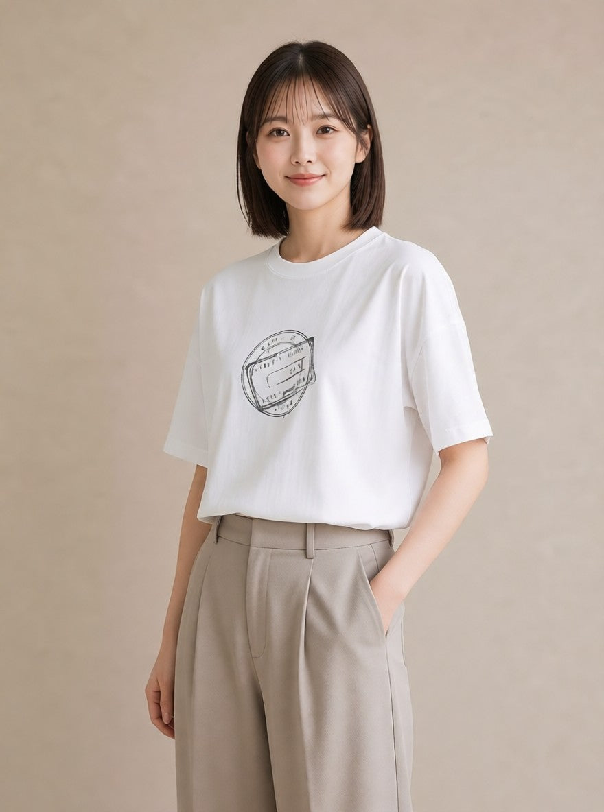 プリントTシャツ レディース 旅 トラベル スタンプ イラスト 北欧風 母娘コーデ 自分用 白T