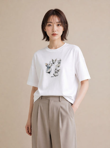 プリントTシャツ レディース シャム 猫 ねこ イラスト 上品 母の日 ビーチ 白T