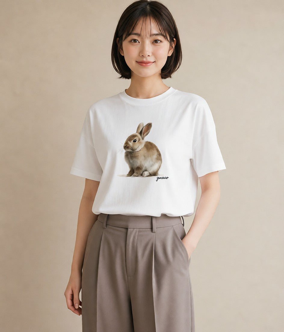 デザインTシャツ レディース デグー ペット 動物 イラスト きれいめカジュアル ミセス 春コーデ 白T